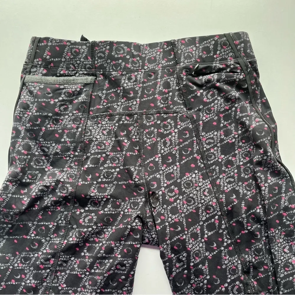 Lole Athletic Performance Yoga Running Angle Length Leggings Black Pink Small - Image 4