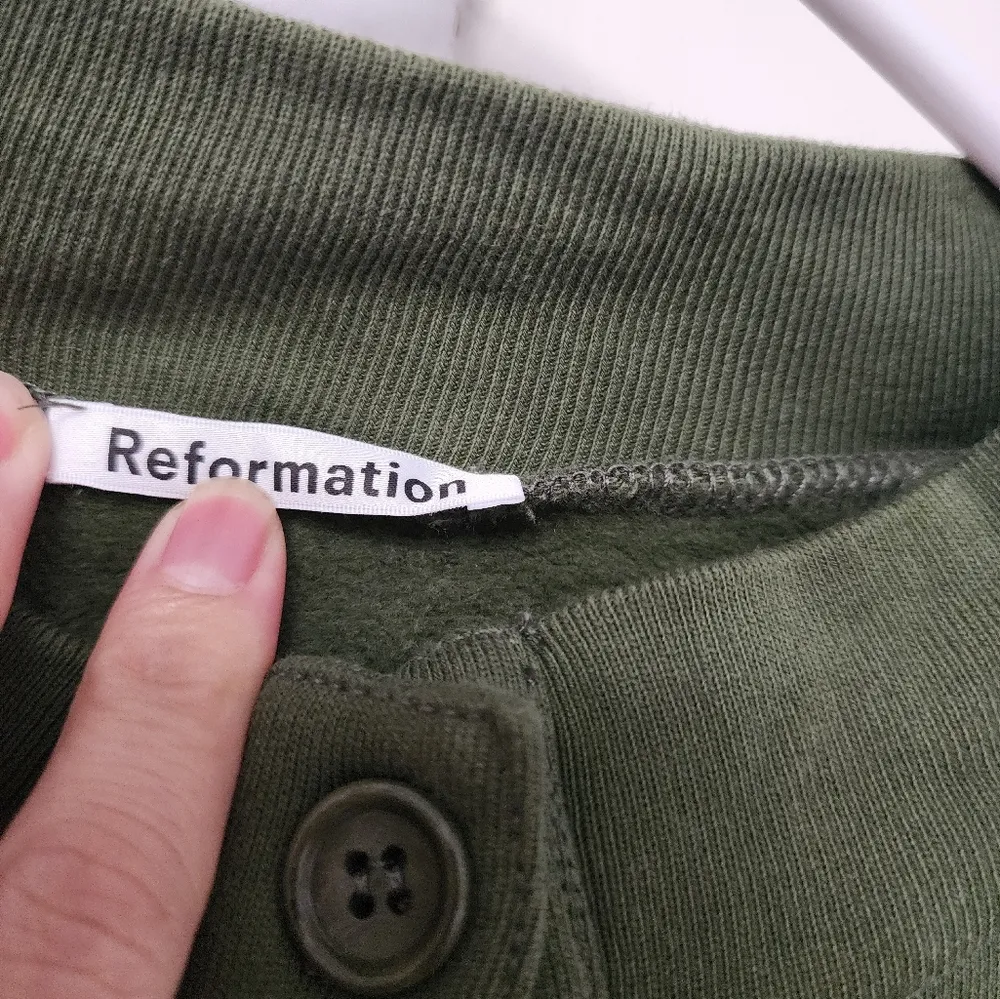 Reformation green henley style sweater - Image 3