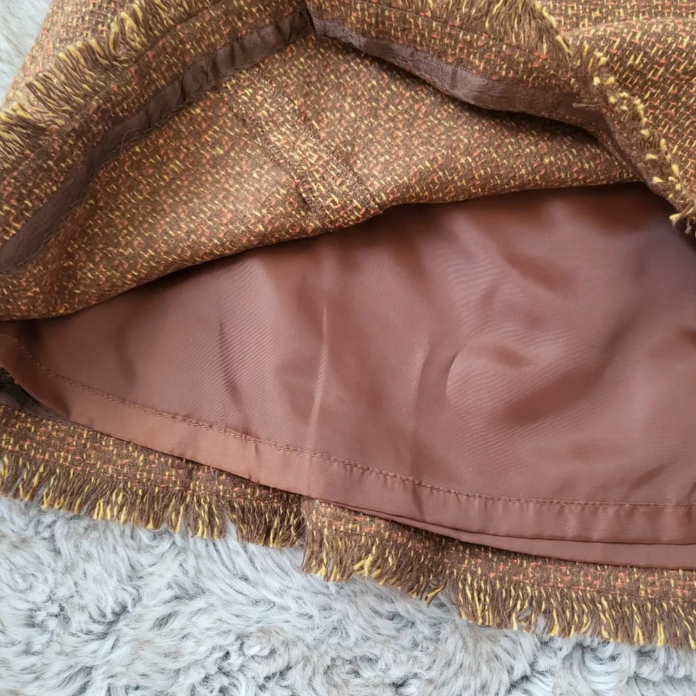 Jones Wear Petite Tweed Raw Rem Kensington Midi Skirt Mocha Size 12 Petite - Image 3