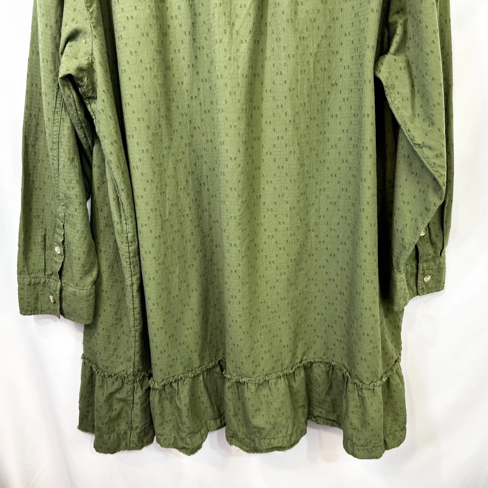 Wonderly Plus Size 3X Shirt Dress Mini Green Ruffle Hem Peasant Cottagecore 1378 - Image 10