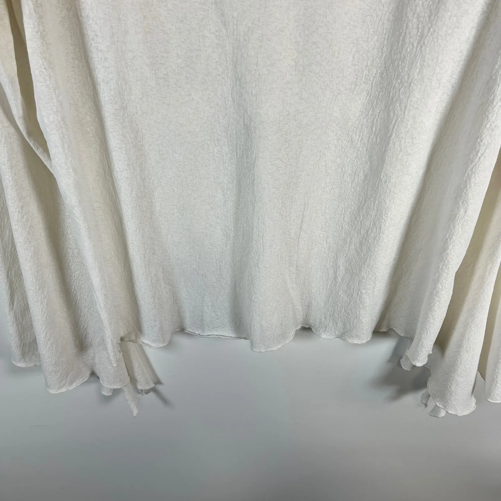 TALL GIRL White Lace Trimmed V Neck Long Sleeve Peasant Top M vintage Y2K boho Size M - Image 8