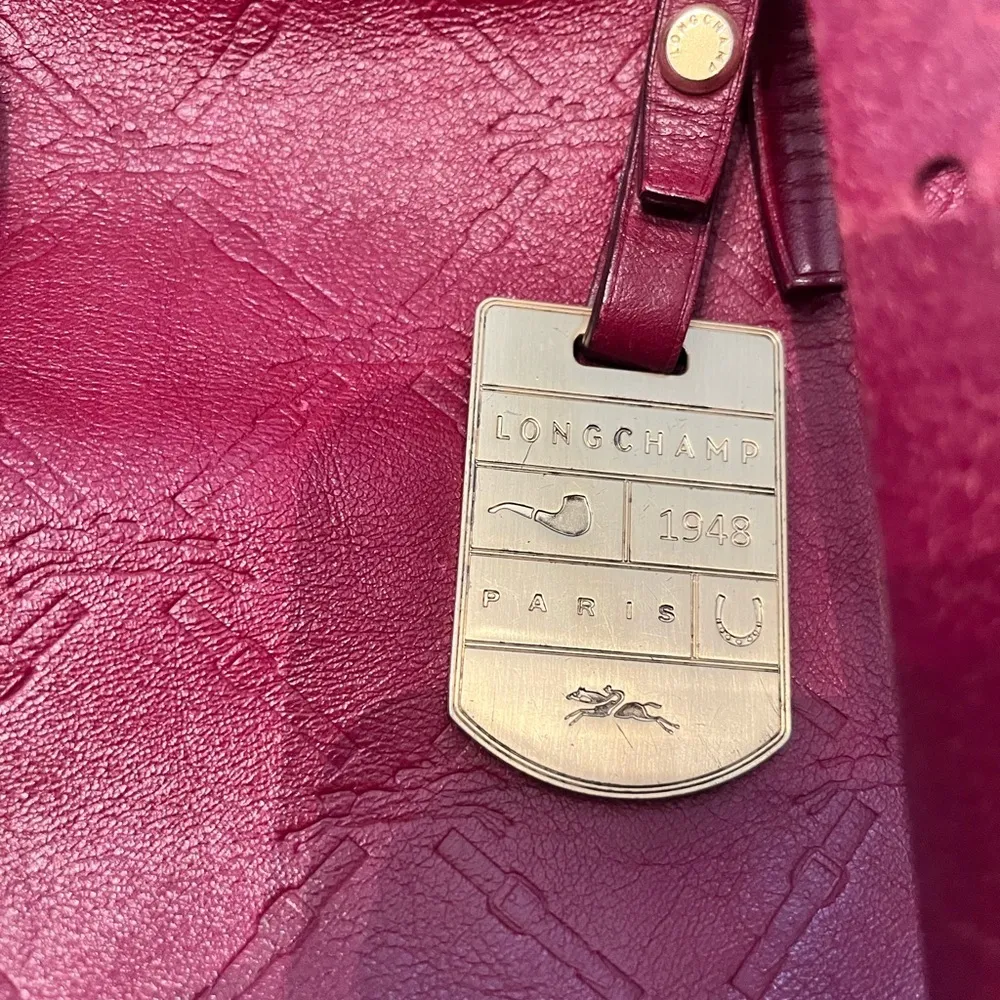 LONGCHAMP LM Cuir Large Tote Bag Leather Handbag Purse Logo Red - Image 6