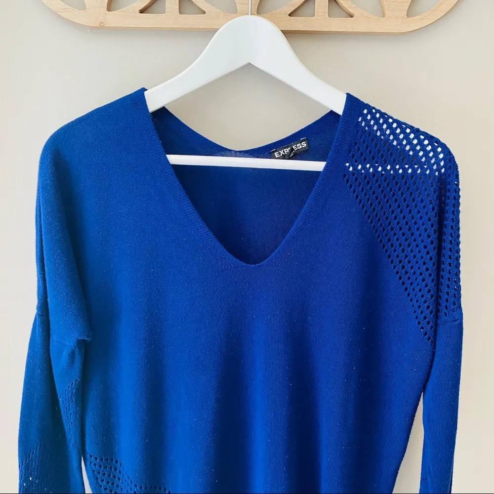 Express Long Sleeve Top Blue Sz Medium - Image 2