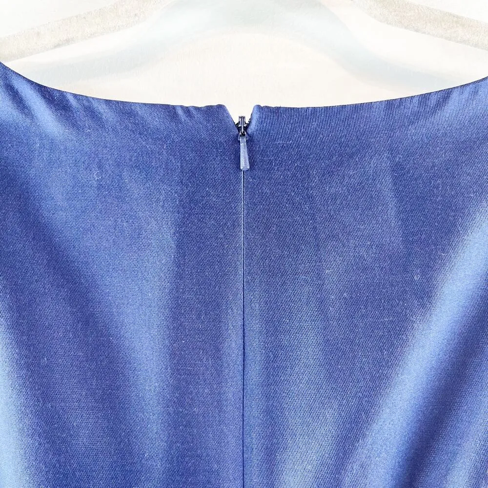 L.K. Bennett Sleeveless Wool Silk Blend Knee Length Sheath Dress Navy Blue 6 - Image 11