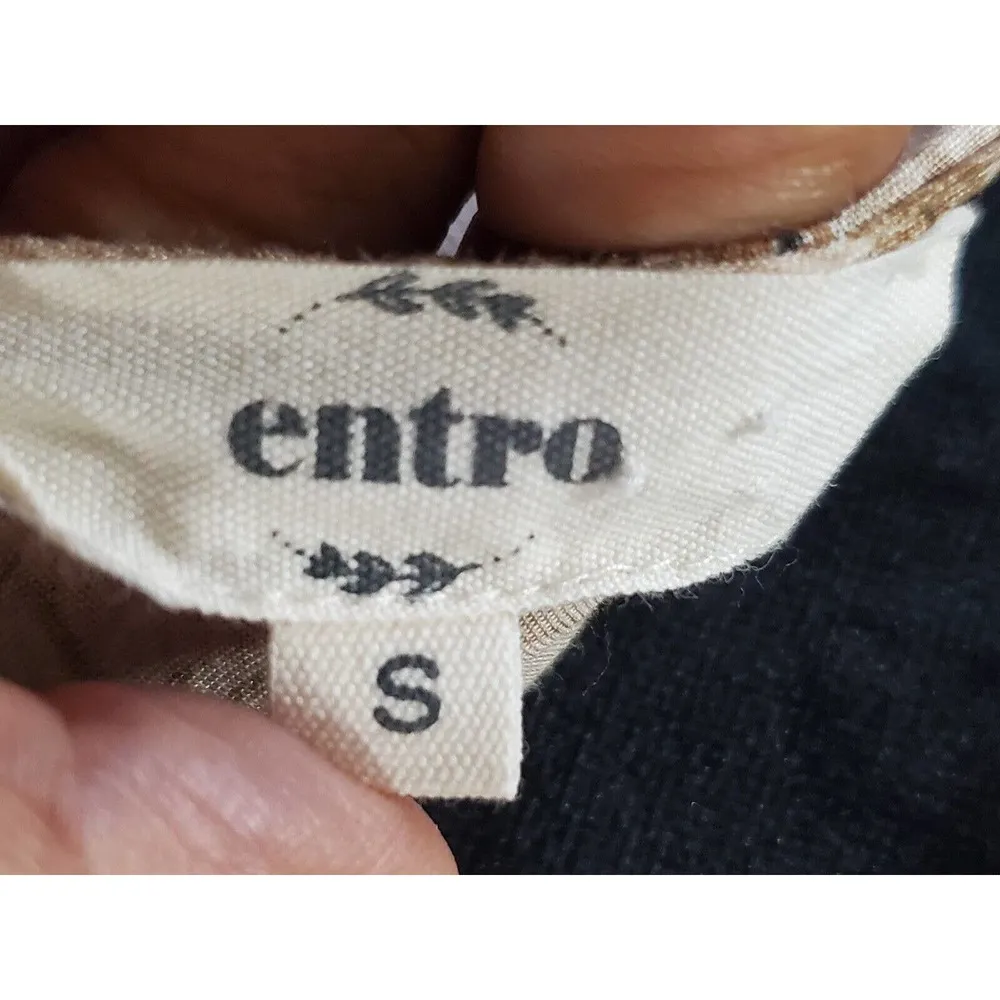 Entro Women's Beige Floral 100% Rayon Square Neck Long Sleeve Top Blouse Size S - Image 7