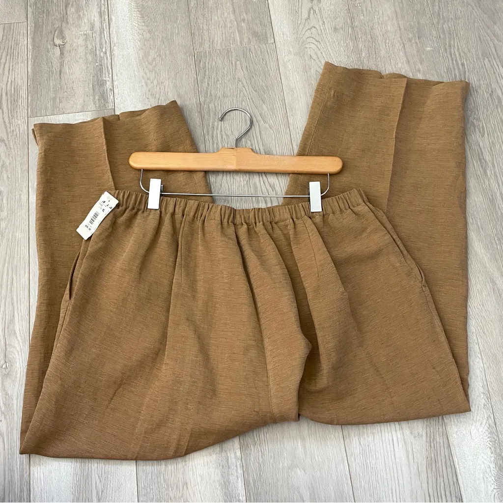 Draper's & Damons Pants NWT silk linen straight leg crop womens Brown (xlarge) - Image 5