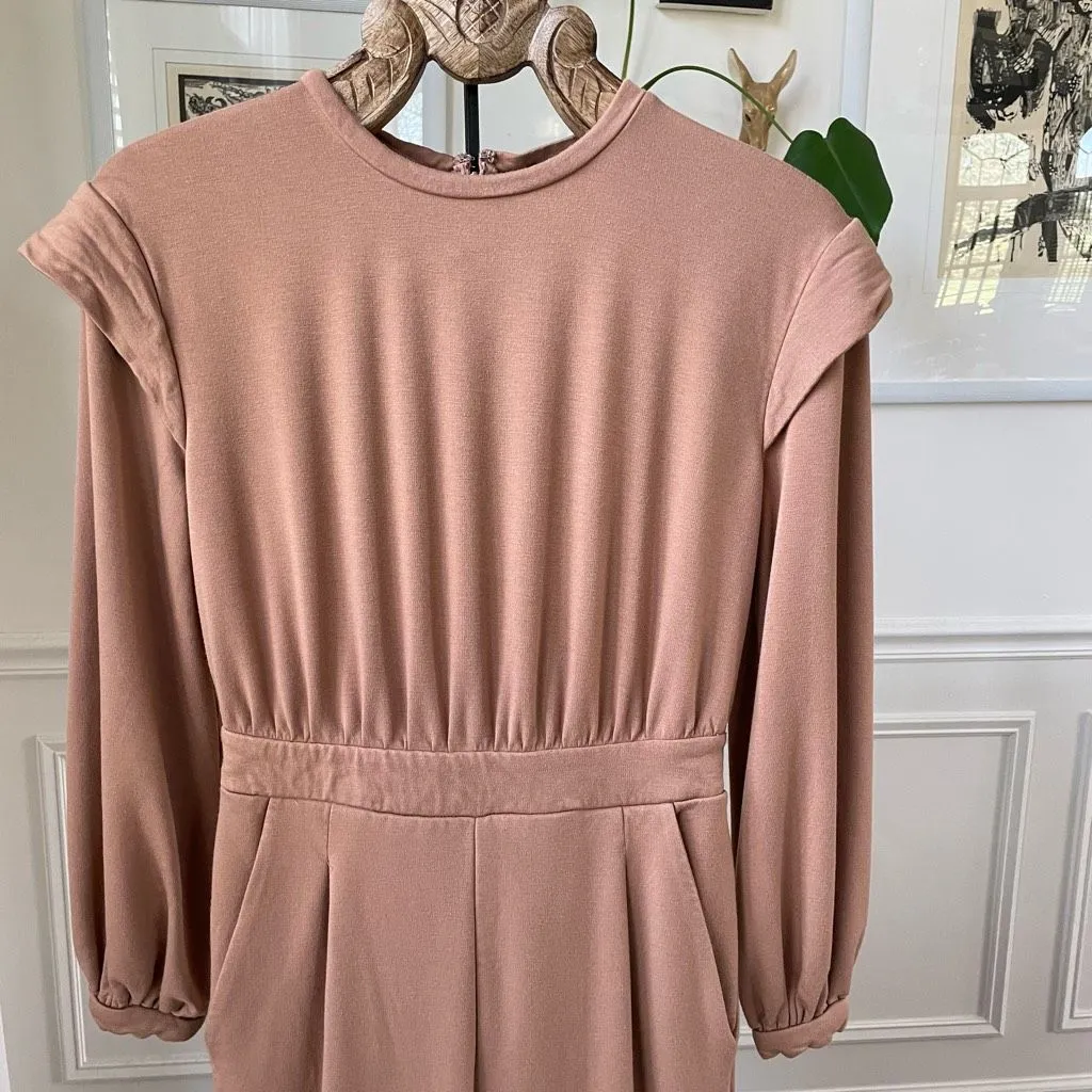 Express Cap Sleeve Lounge Jumpsuit Tan S - Image 3