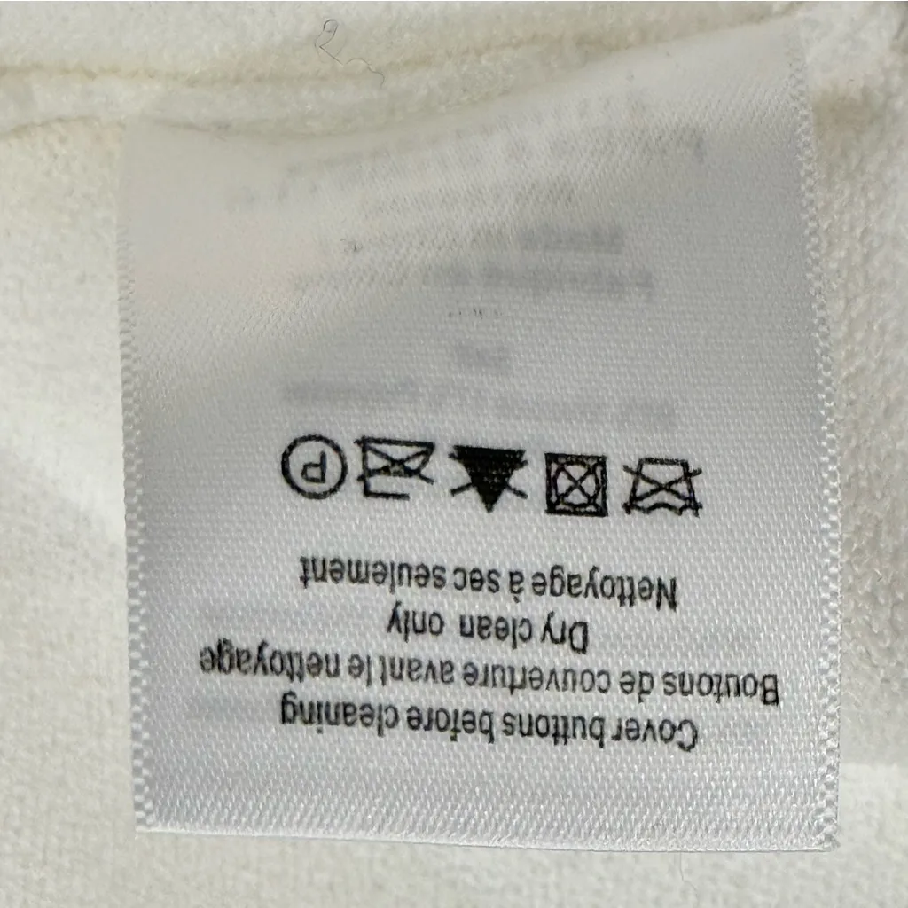 Veronica Beard Roy Mixed Media Sweater Large White Striped Sleeves Coastal Chic - Image 11