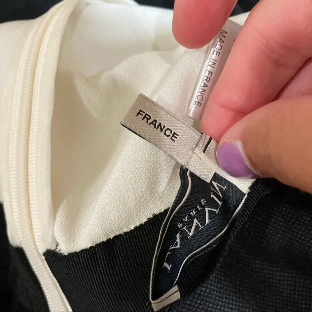 Lanvin Paris Black Ivory Color Block Draped Career Dress Sz 38 - Image 5