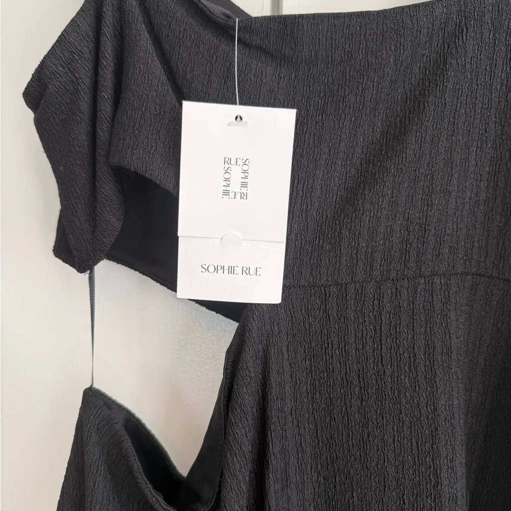 SOPHIE RUE Black Cutout Bodycon Midi Dress Spaghetti Straps Edgy Whimsigoth Chic - Image 4