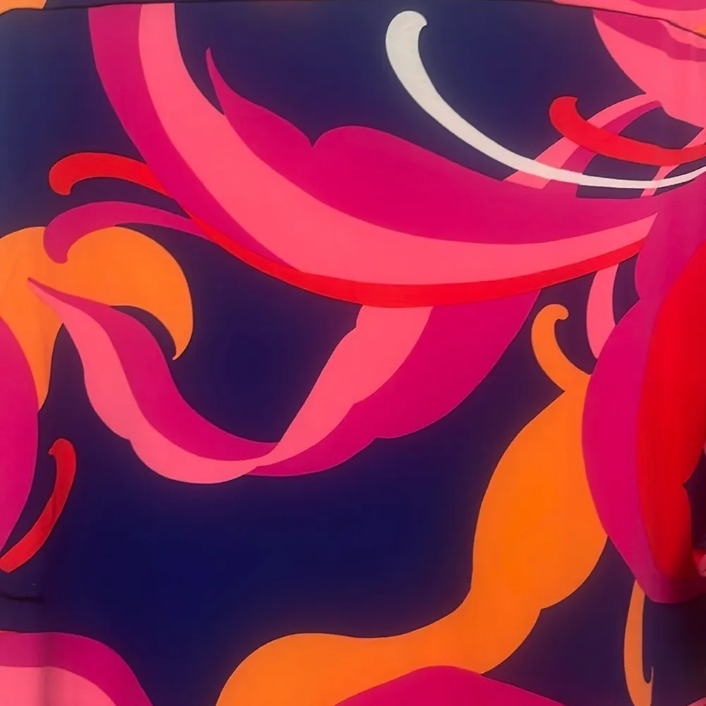 Trina Turk Dress Swim Tunic Cover Up Size Blue Pink Size large NWT - Image 3