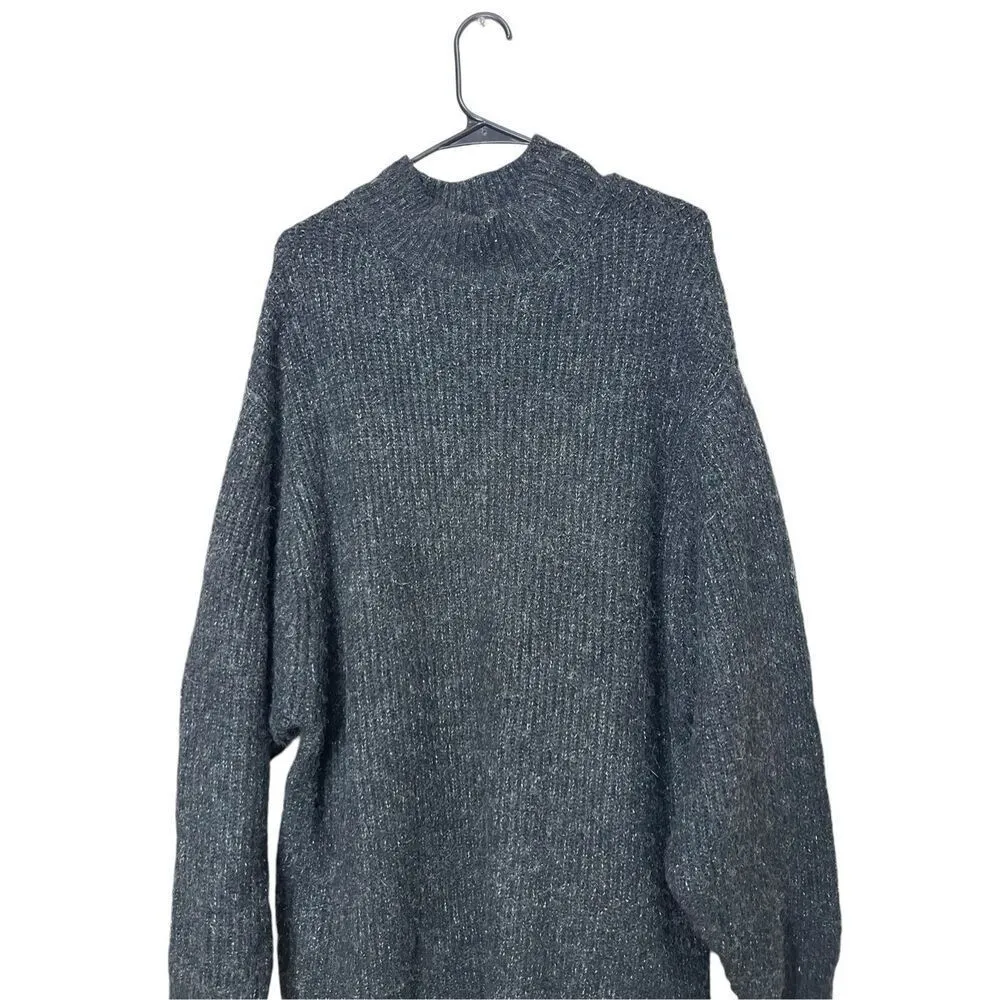 Zara Knit Wool Blend Gray Mock Neck Sweater Dress Size M‎ - Image 2