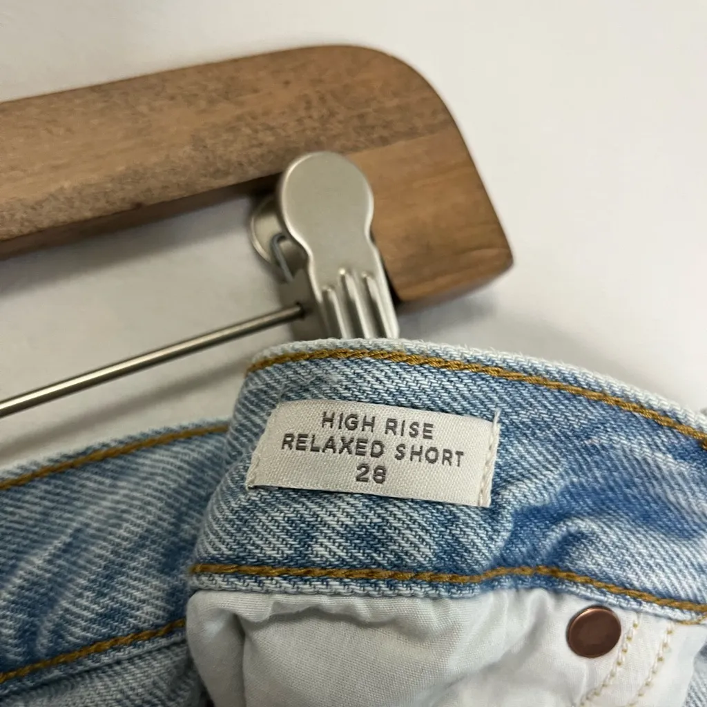 Pacsun Lt Indigo Ripped Button Fly High Waist Denim Festival Short Women Size 28 - Image 10