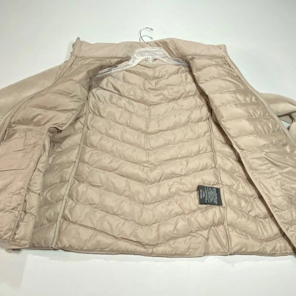 32 Degrees Heat Womens XL Mixed Media Puffer Jacket With Ribbed Sleeve Tan - Image 9