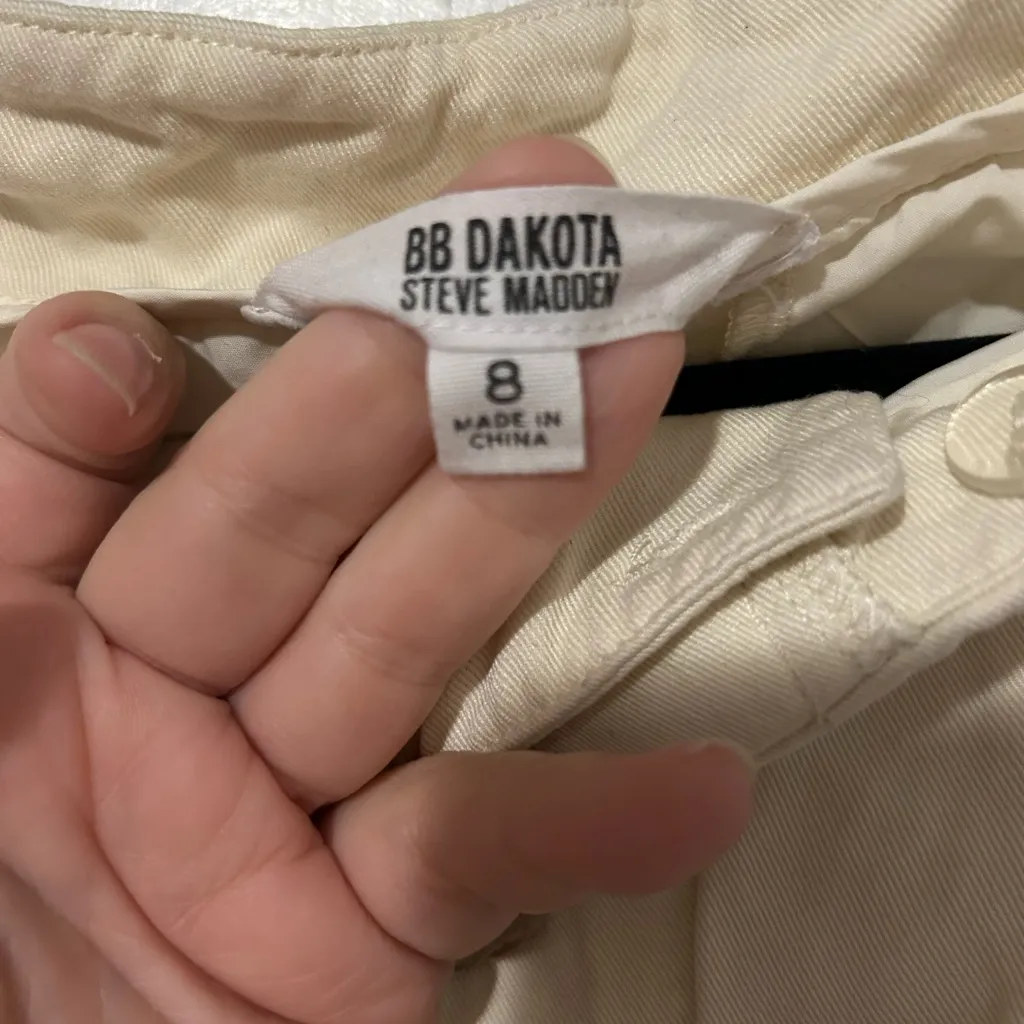 BB Dakota High Waist Cream Button Shorts - Image 3