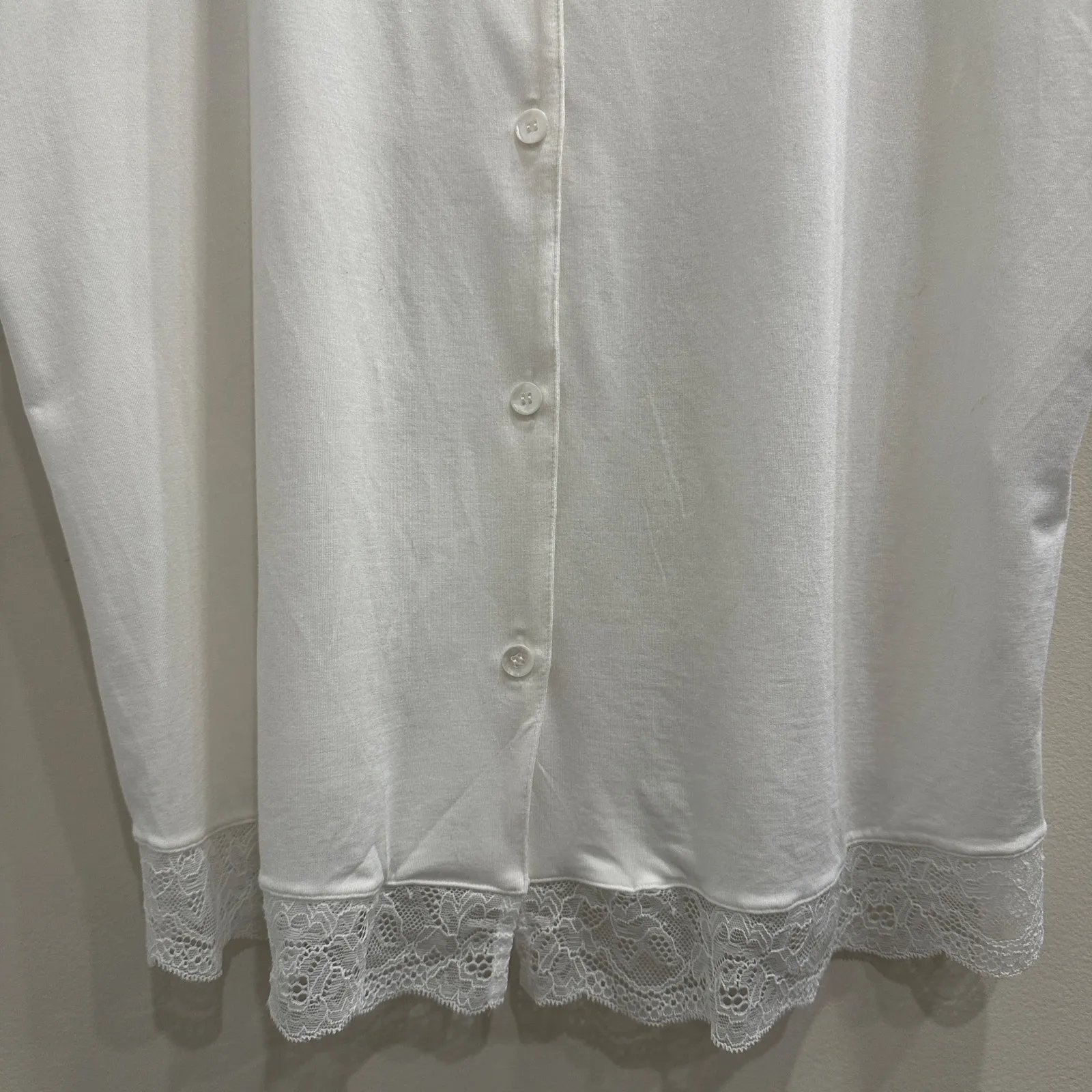 Eberjey NWT Malou TENCEL Modal Lace Short Sleeve PJ TOP ONLY Ivory Med Cozycore - Image 5