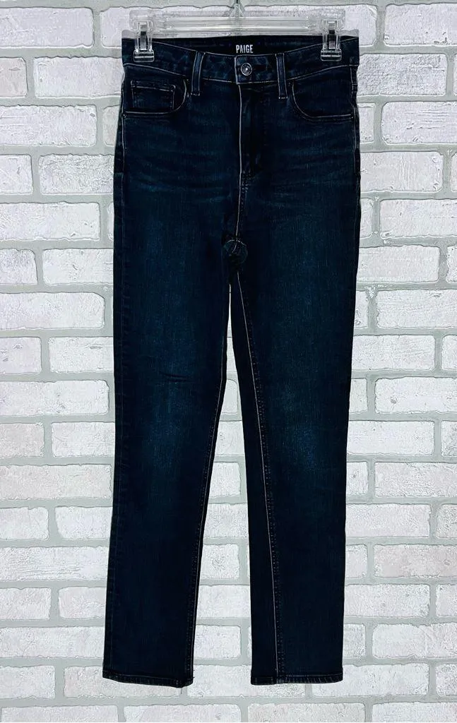 PAIGE Sarah Slim High Rise Straight Leg Jeans in Black Willow Wash Size 25 - Image 5