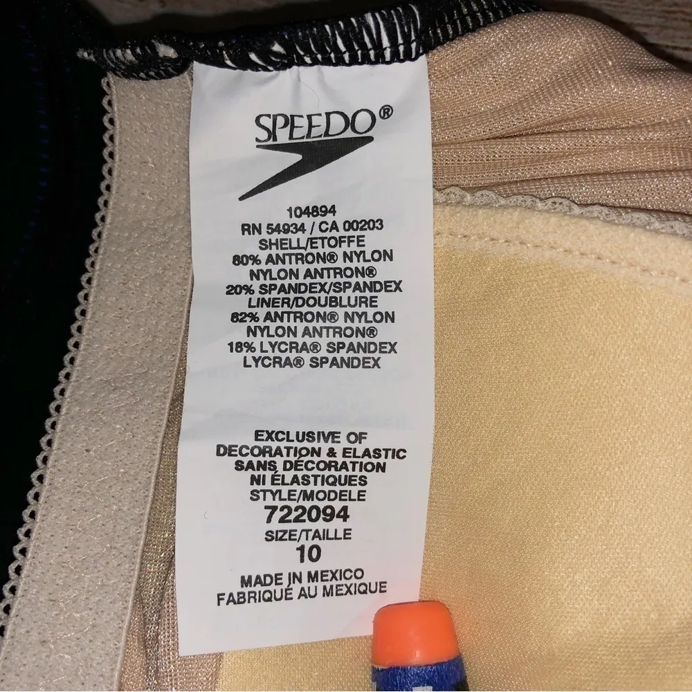 Speedo Black and Purple High Neck Tankini Top Size 10 - Image 2