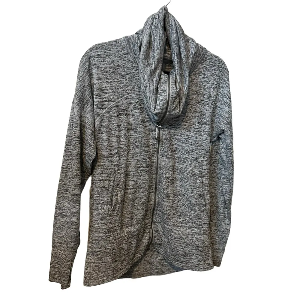 Athleta Heather Grey Giant Cowlneck Full Zip With Front Pockets Size Small. - Image 2