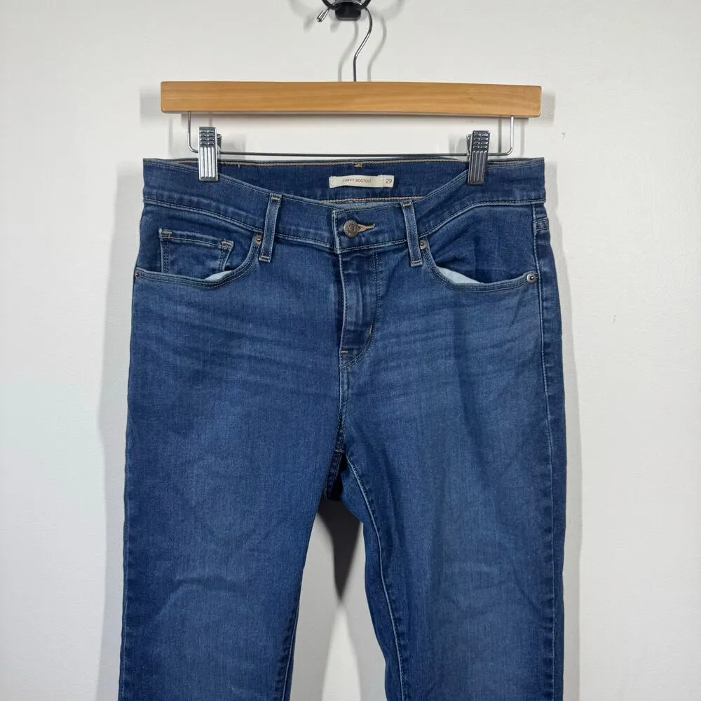 Levi Curvy Bootcut Jeans Women 29 Blue Dark Wash Western Boho Festival Concert - Image 3