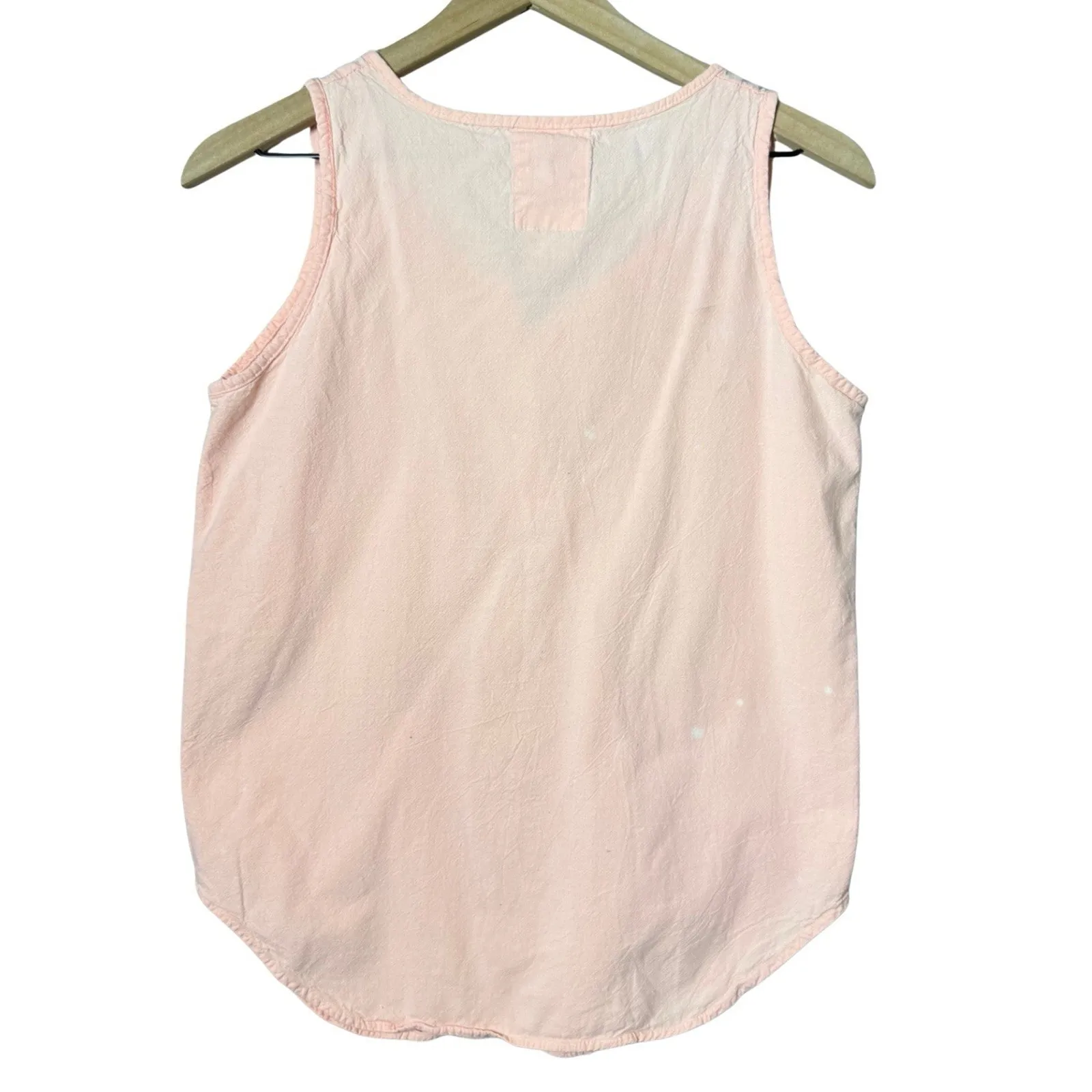 At Last Henley Tank Top 100% Cotton Sleeveless Boho Chic Tank Top Large - Image 2