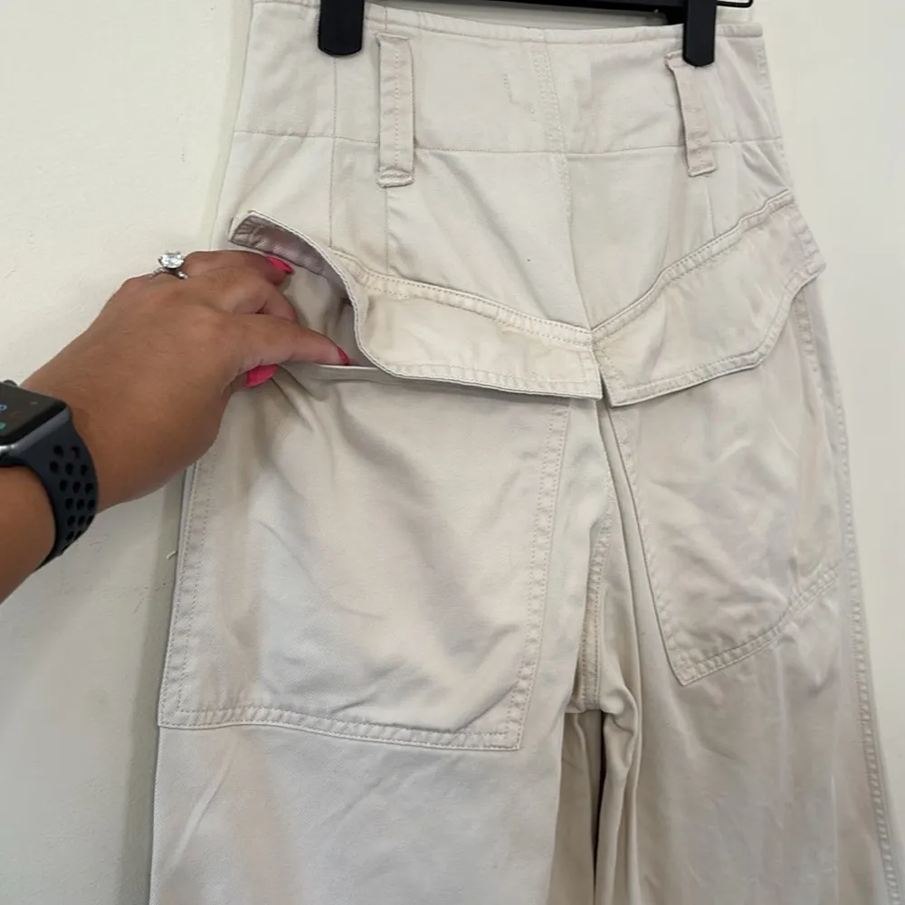 Isabel Marant Étoile Odea Cropped Wide Leg Pants Beige Size 36 - Image 9