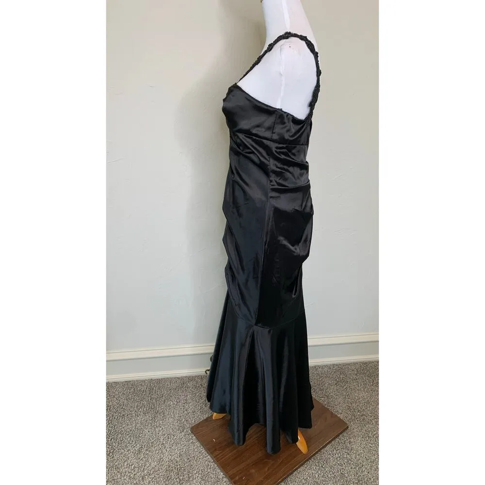 Y2k Black Mermaid Ruched Prom Homecoming Formal Dress Gown One Strap Sz Large - Image 2