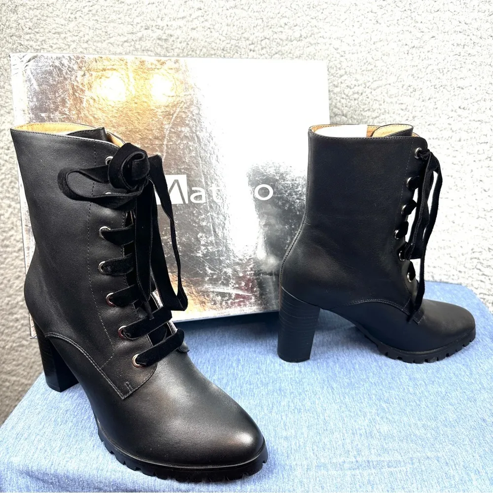 Matiko Shoes Emma Womens EUR 36 US 6 Black Lace Up Heeled Leather Boot NWT - Image 5