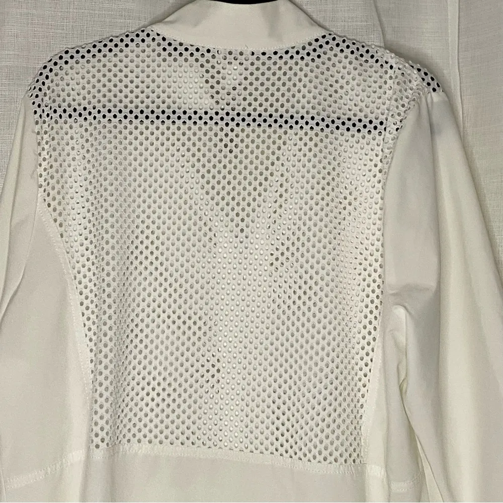 Weekends By Chicos Womens White Jackets Size 3 Perforated Swimwear - Image 7