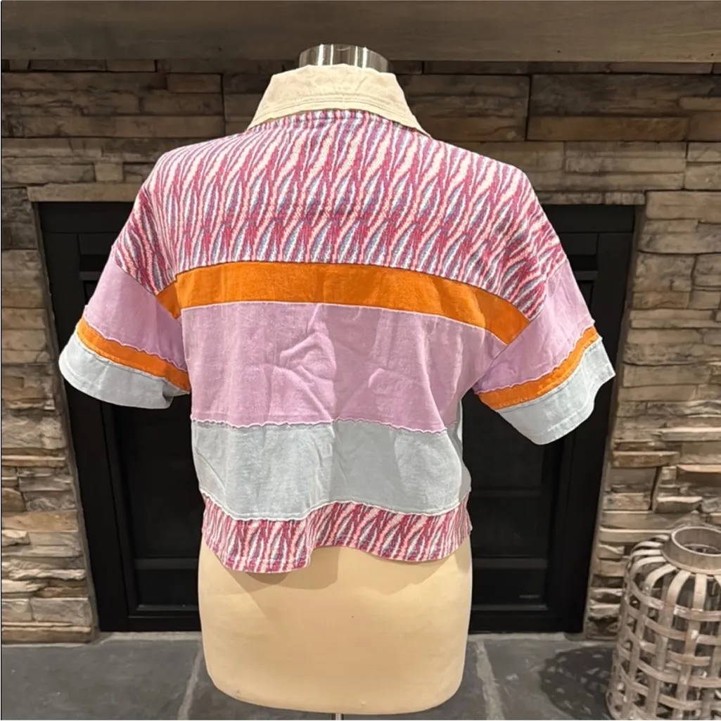 Free People Pastel Striped Short Sleeve Top - Image 10