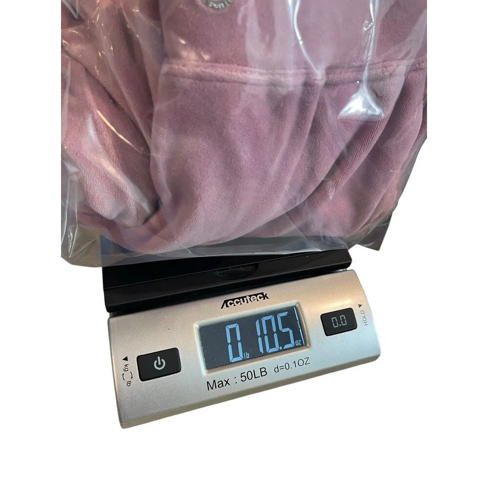 Juicy Couture Velour Dusty Rose Mauve Juicy Rhinestone Spell out Jogger Pants S - Image 14