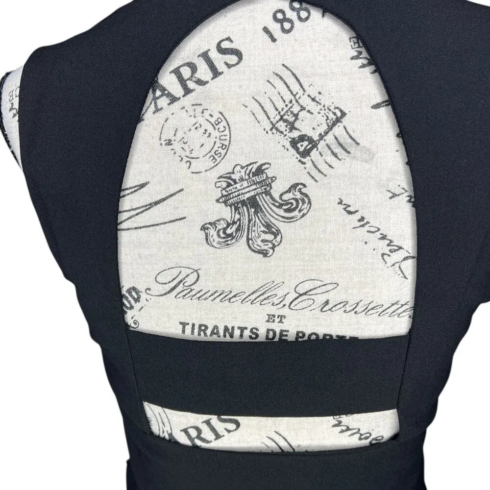 Krisa  (S) Black Open Cut Out Strap Back Scoop Neck Zip Side Crop Top - Image 9