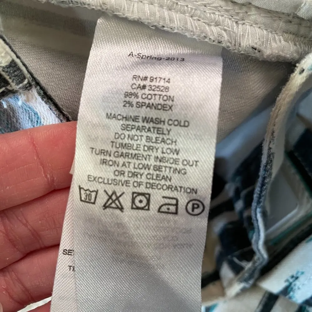 Armani Exchange womens size 4 brushed stripe black gray teal white skinny jeans - Image 13