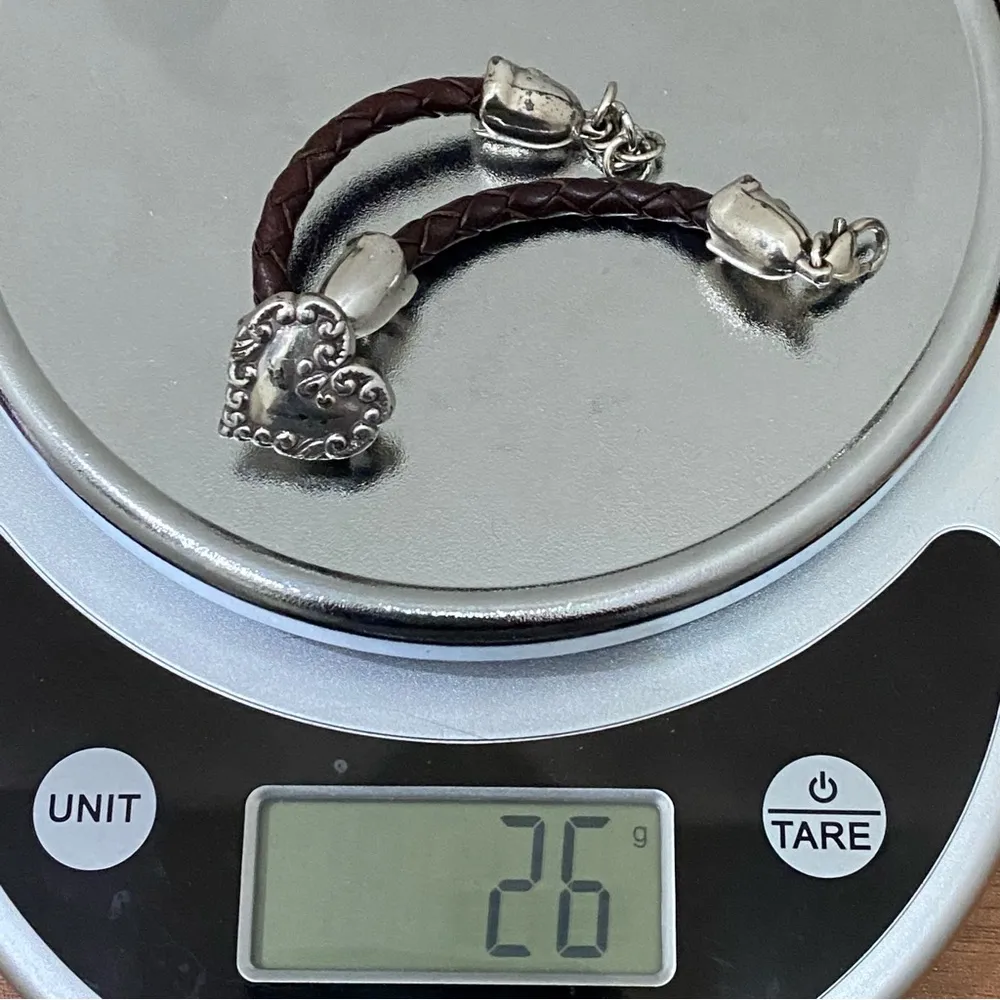 Retired BRIGHTON Cupid’s Bandit Silver Heart Brown Braided Leather Bracelet 26g - Image 12