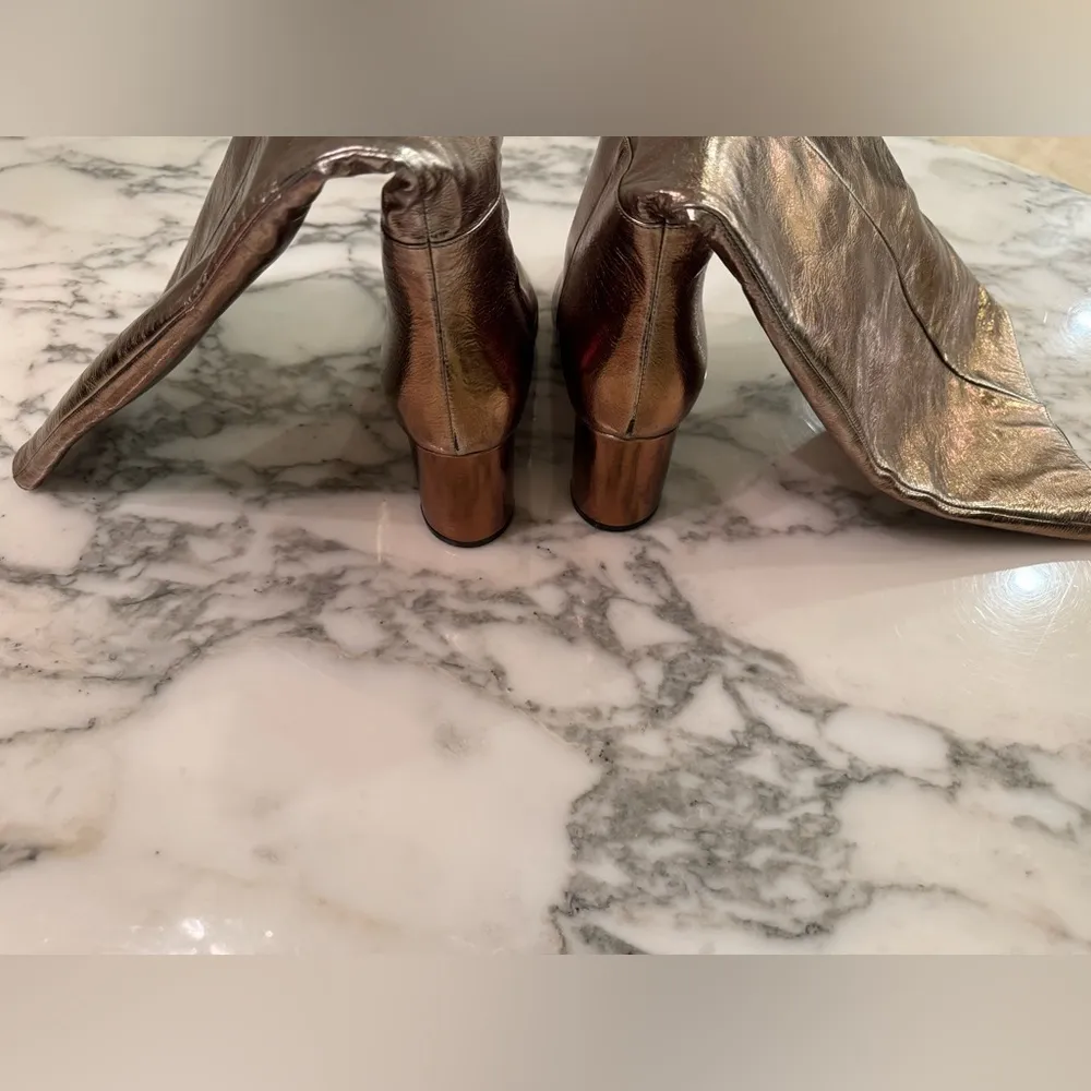 NWT CASADEI BRONZE LEATHER KNEE HIGH BOOTS 36/6 - Image 7