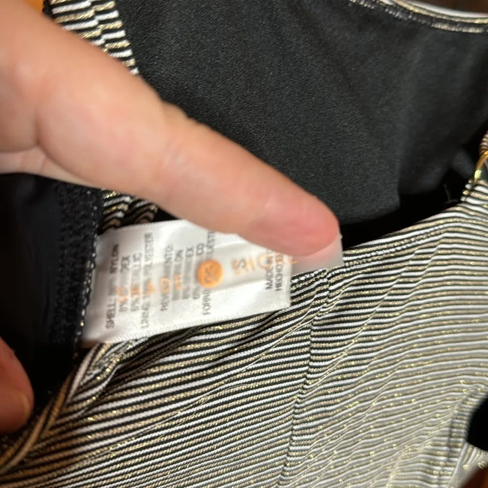 Shade & Shore Black Cream Metallic Gold Strappy Side Swimsuit Size Small - Image 6