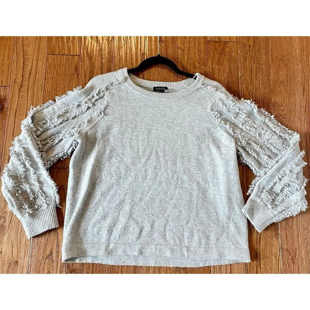 1. State grey fringe sweater size small - Image 8