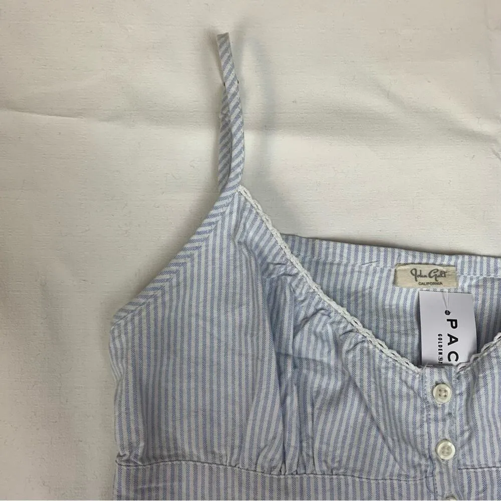 John Galt women's one size small stripe dress blue white seersucker brandy mini - Image 5