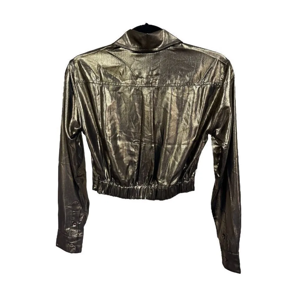 LE SUPERBE METALLIC SUNSET TOWER TUCK SHIRT MADE IN ITALY Size 2 Gold - Image 5