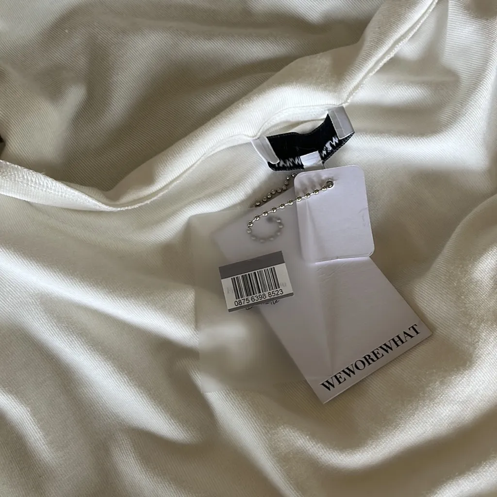 NWT  WEWOREWHAT Ruched Cutout Maxi Dress Swim Cover-up In Off White - Image 6