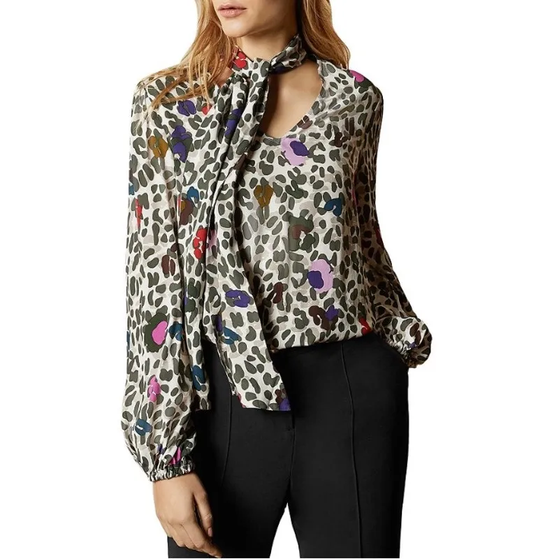 Ted Bak­er Charia Wilder­ness Tie Neck Blouse - Image 2