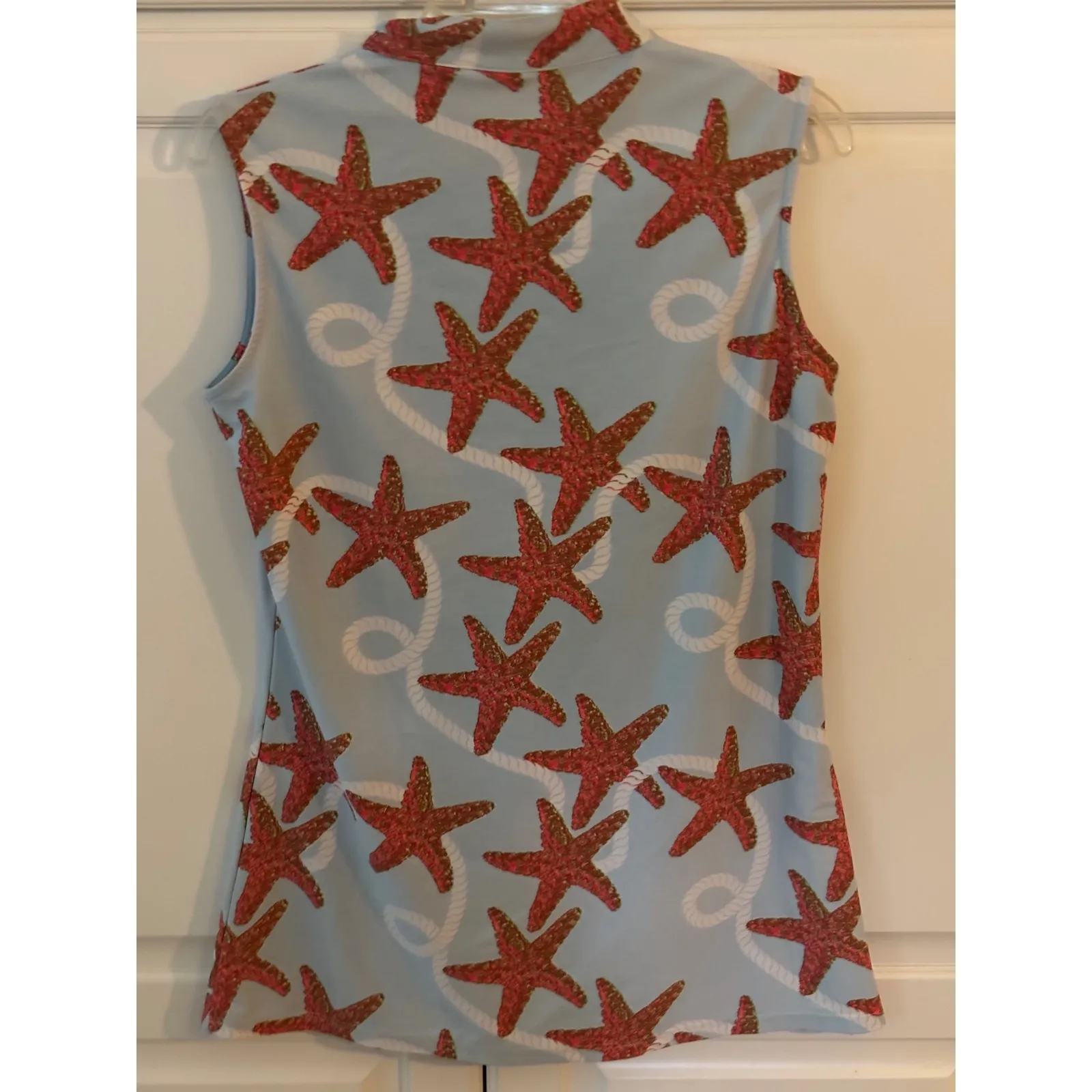 CRUISE Collection Sleeveless Top tuWomen Light Blue Starfish Rope Print Size M Size L - Image 3