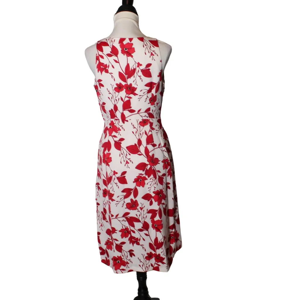 Banana Republic Floral Pencil Dress – Size 4 – Red & White – Surplice Neckline - Image 6