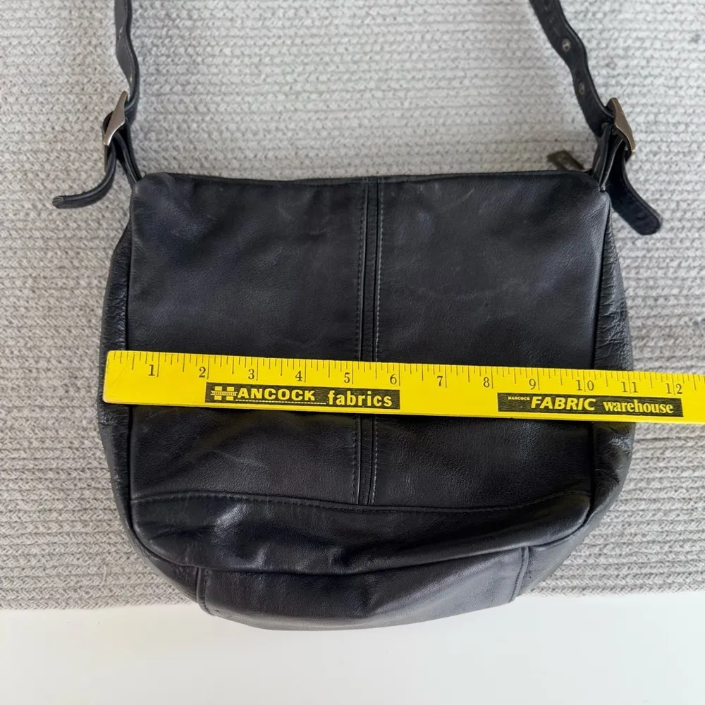 Vintage 90’s Albi Black Hobo Bag with Square Brass Details - Image 5