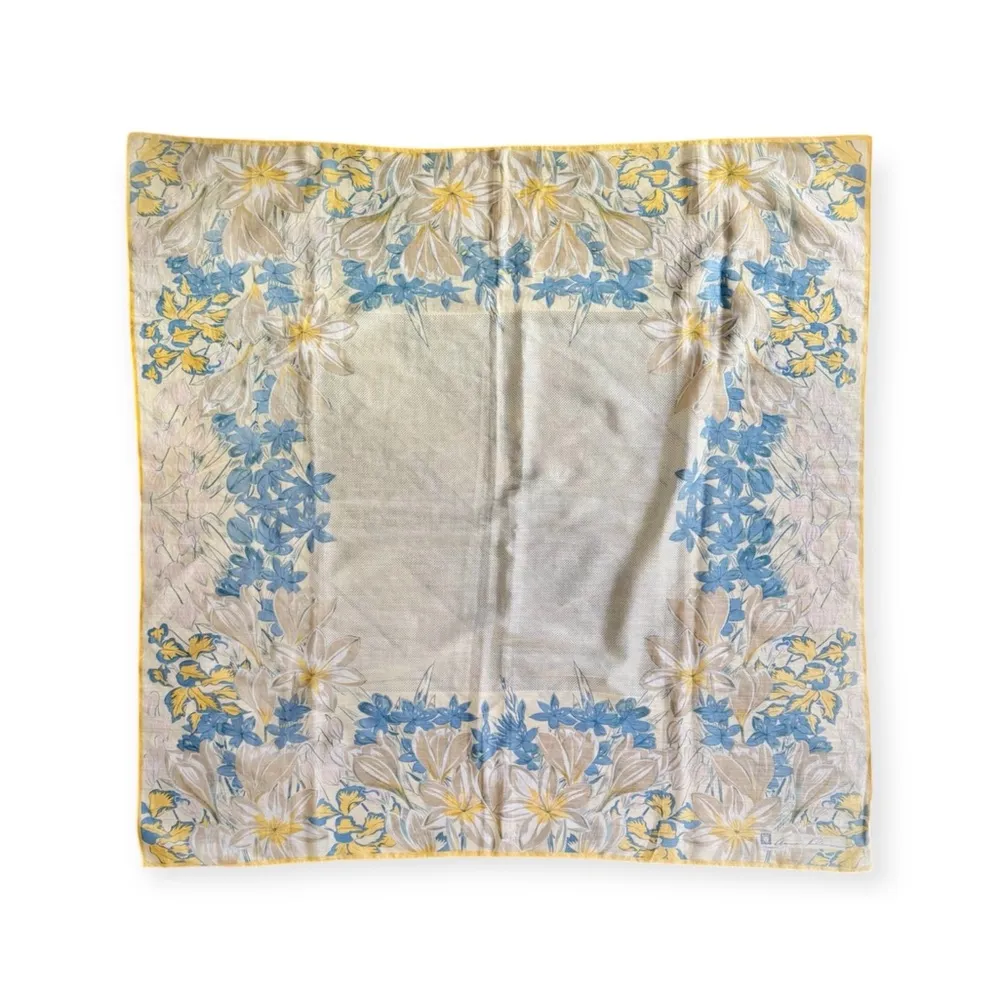 70s Vintage Anne Klein Swiss Dot & Floral Print Cottagecore Cotton Scarf Wrap - Image 10