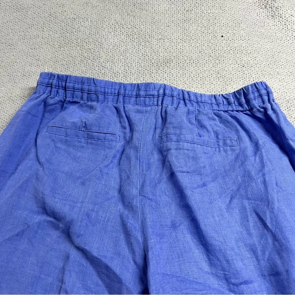 Luxury 100% Linen Pull Pn Chambray Blue Resort Wear Casual Pants 4 - Image 7