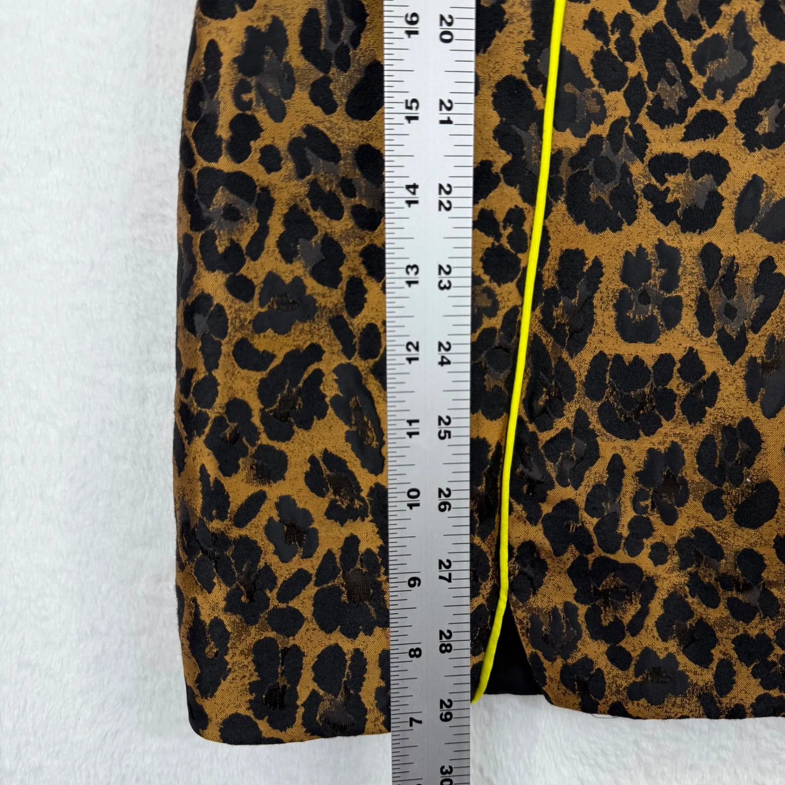 For‎ Love & Lemons Leopard Print Mini Dress Puff Sleeve Yellow Trim S - Image 3