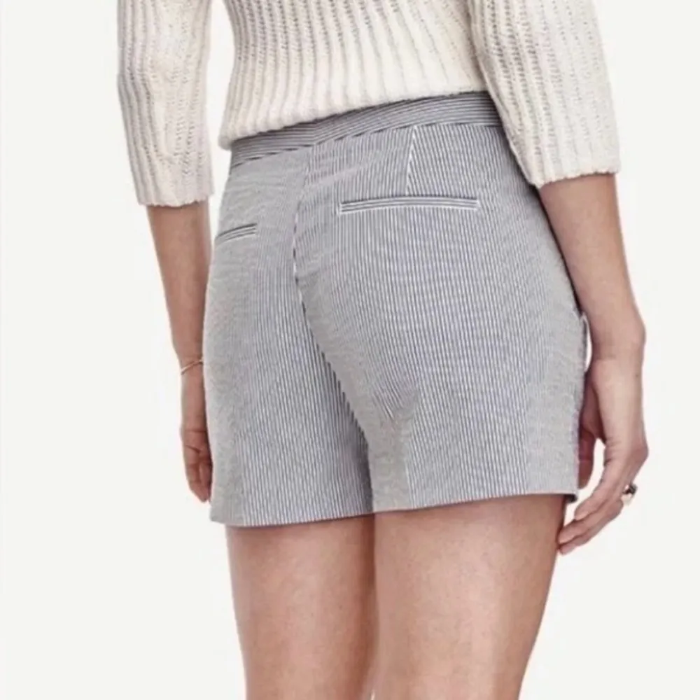 Ann Taylor Devin City Shorts in Blue/White Pinstripe Seersucker Size 6 - Image 2