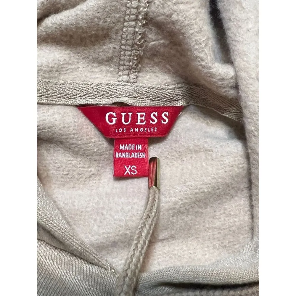 Guess Cropped Hoodie Long Sleeve Tan Embroidered Arm Size XS NWOT - Image 4