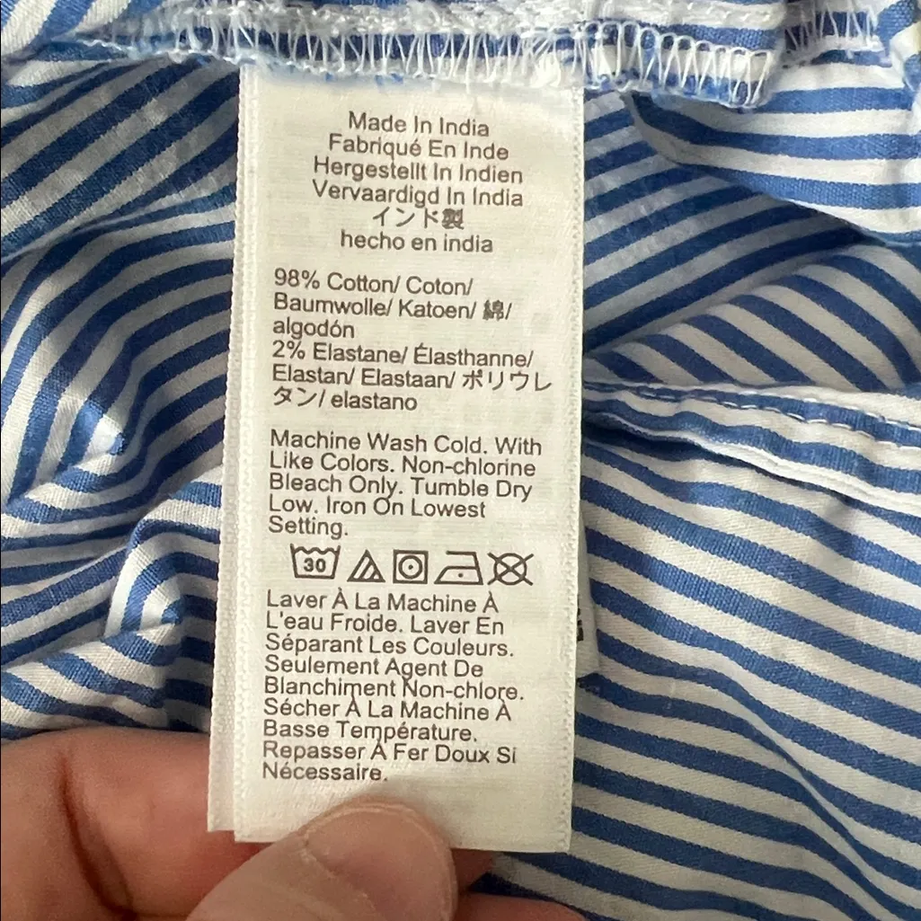 JCrew Factory Blue/White Pinstripe Button Down Shirt Size Medium - Image 6